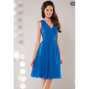 Jasmine B2 Dorris Wedding‎ Bridesmaid Dress Size 6 Royal Blue V-neck Chiffon